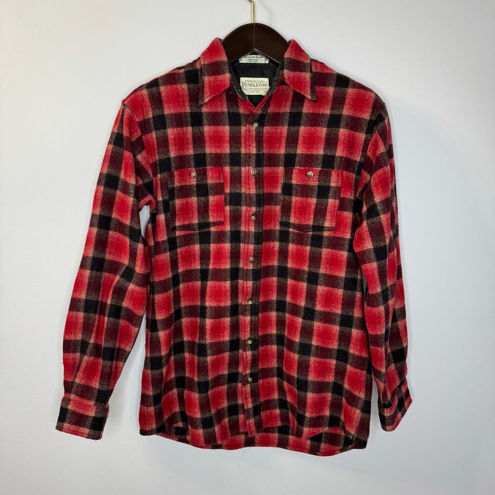 Pendleton Outdoor Shirt Wool Red Plaid Men's L Casual Workwear